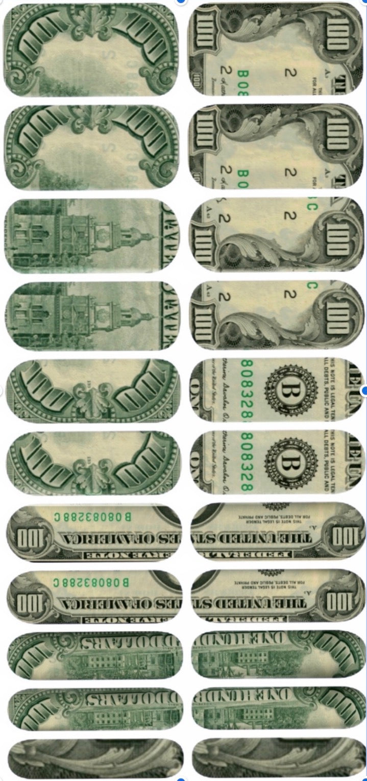 Vintage $100 Money Nail Appliqué