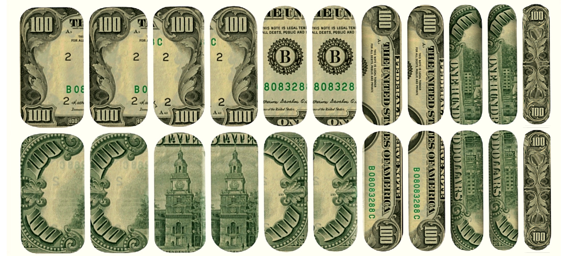 Vintage $100 Money Nail Appliqué