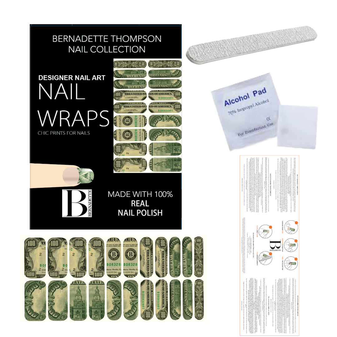 Vintage $100 Money Nail Appliqué